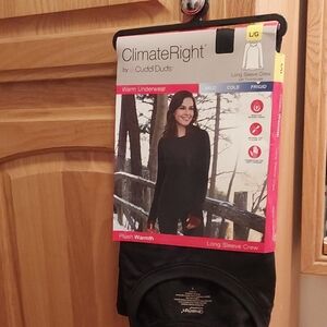 NWT - Cuddl Duds ClimateRight Warm Underwear - Black Long Sleeve Crew  (Large)